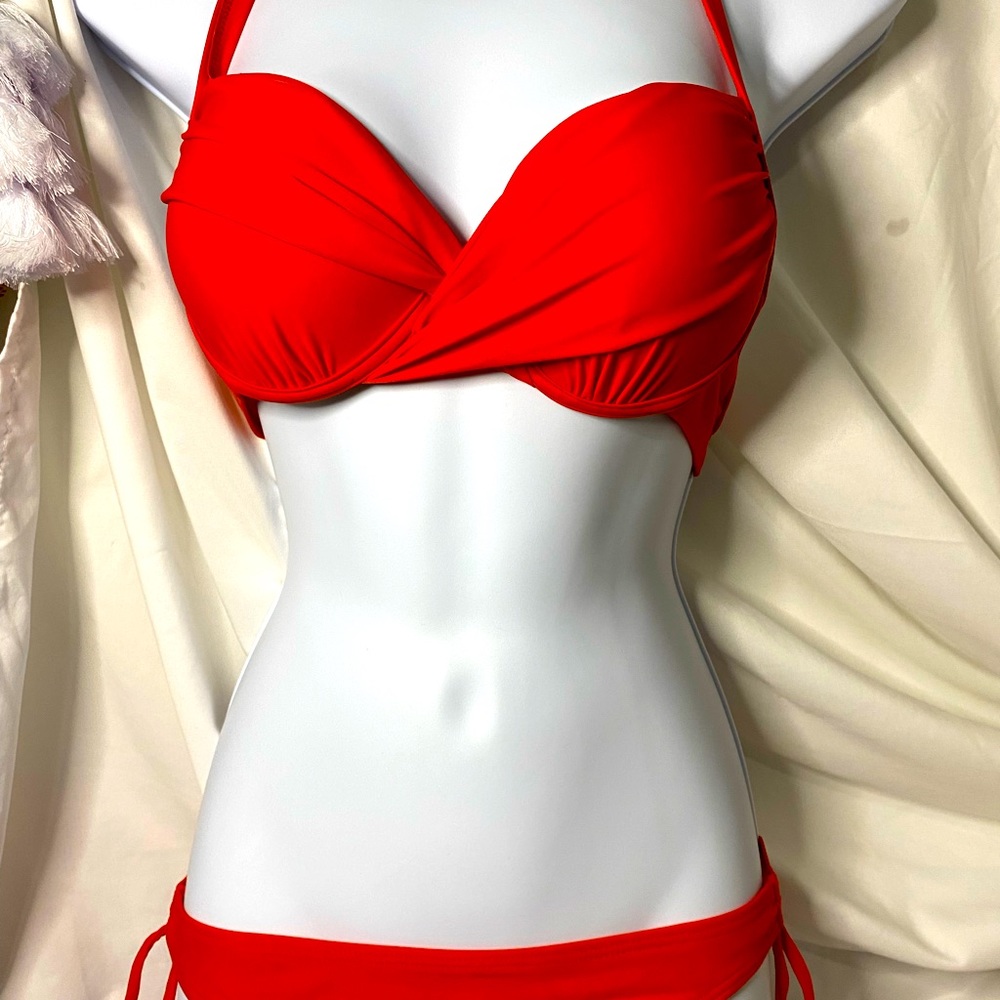 A bright red swimsuit from SHEIN small